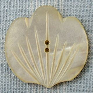 1 3/8 " Vintage Carved Sew - Thru Mother Of Pearl Flower Button