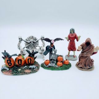 Lenox Halloween 3 " Figurines For Lighted Haunted House Zombie Skeleton Pumpkins