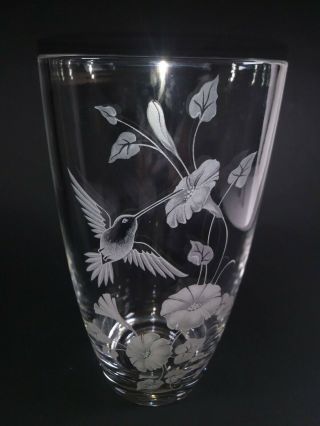 Avon Hummingbird Lead Crystal Glass Vase