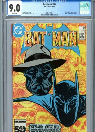 Batman 386 Cgc 9.  0 White Pages 1st Black Mask Dc Comics 1985