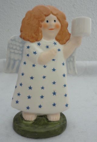 Swedish Angel By Lisa Larson Goebel Vintage Porcelain Sweden Candle Holder