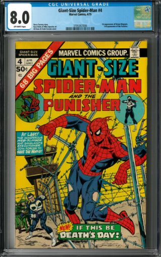 Giant Size Spider - Man 4 - Cgc 8.  0 (off White Pages) - 3rd Punisher