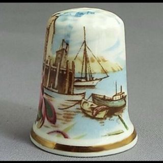 Newhall Lighthouse Thimble Staffordshire Bone China England Water Lilies Dock