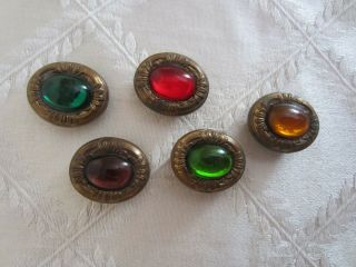 5 Vintage Jewel Tone Button Covers