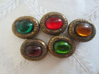 5 Vintage Jewel Tone Button Covers 2