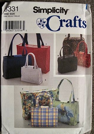 Simplicity Uncut 9 Styles Of Fashion Totes Pattern 8331