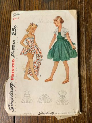 Vintage Simplicity Sewing Pattern 3244 Girl 