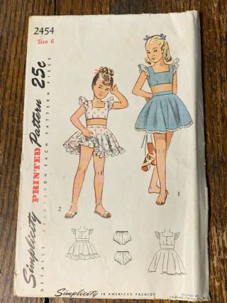 Vintage Simplicity Sewing Pattern 2454 Girl 