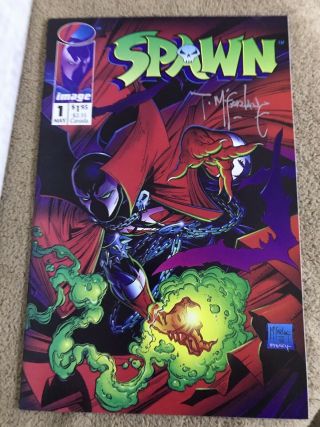 Spawn 1 Signed Mcfarlane W/pitt Pin - Up Signed By Dale Keown @1992 Comicon Nm,