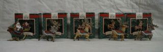 1992 Santa And His Reindeer Complete Set With Boxes Hallmark Keepsake Ornaments