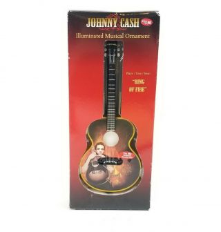 Vintage Johnny Cash Illuminated Musical Guitar Ornament Plays Sings Ring Of Fire