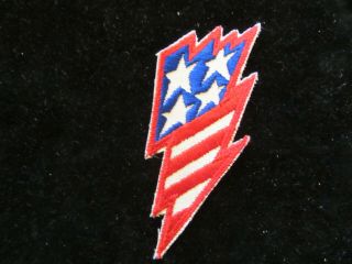 R/w/b Lightning Bolt Vintage 70s Sew On Patch Nos Approx.  4 " Applique