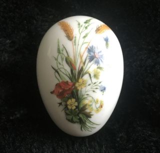 Limoges Trinket Box France Rochard Egg Shaped Wild Flower Bouquet Porcelain