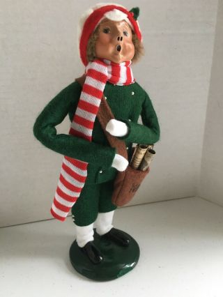 Byers Choice Caroler Newspaper Boy With Sack Of Newspapers,  Vtg 1989,  10 " Tall