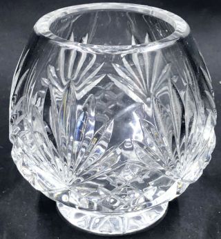 Vintage Cut Crystal Glass Candle Votive Holder Light Catching Grooves 3.  5”