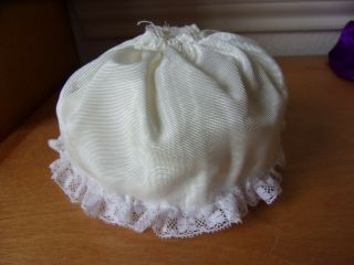 Half Doll Pin Cushion Only White Satin & Lace 3 1/2 