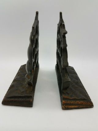 Vintage Three Mast Sailing Ships Boats Cast Iron Bronze Bookends Mid Century Mod 2