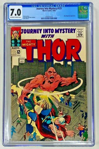 Journey Into Mystery 121 Cgc 7.  0 Oww F/vf Marvel 1965 Silver Age Thor