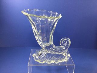 Vintage,  Heisey Glass 7 " Horn Of Plenty Cornucopia Vase,  1930 