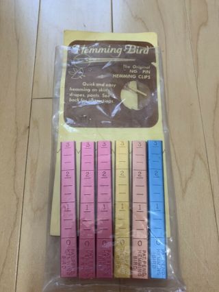 6 Vintage Hemming Bird " No Pin " Hemming Clips In