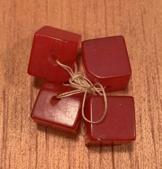 Set Of 4 Vintage Red Cube Buttons