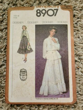 Vintage Simplicity Sewing Pattern Gunne Sax 8907 Size 10 From 1979