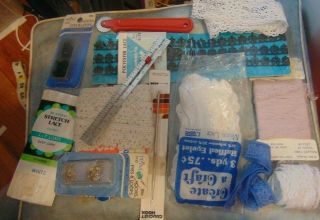 Variety Of Sewing Items Candle Wicking Yarn 3 Yds Eyelet Lace Hooks & Loops - Etc.