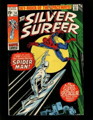 Silver Surfer 14 Vf - Buscema Romita Spider - Man Captain America Cameo (on Tv)