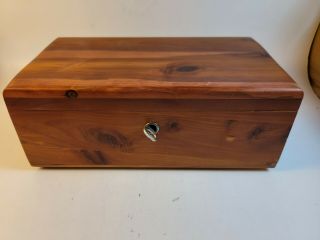 Vintage Unusual Lane Furniture Small Mini Cedar Wood Chest Jewelry Box With Key
