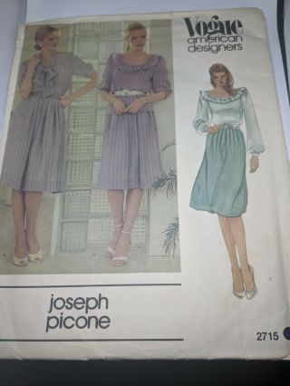 Vogue Sewing Pattern American Designer Joseph Picone Blouse & Skirt Size 8