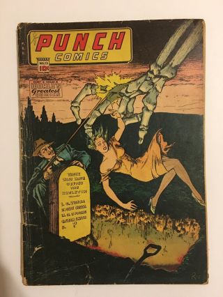 Punch Comics 13 Classic Golden Age Skeleton Horror Cover 1945