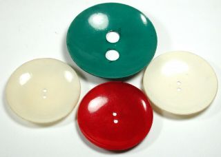 4 Vintage Celluloid Buttons Large Sized Cup Designs - 1 & 7/8 - 2 & 1/4 "
