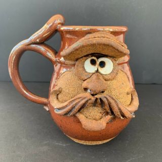Robert Eakin Stoneware Funny Face Ceramic Pottery Hat & Mustache Mug Coffee Cup