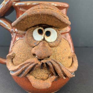 Robert Eakin Stoneware Funny Face Ceramic Pottery Hat & Mustache Mug Coffee Cup 2