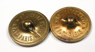 Antique Brass Button Set of 2 French Tight Ivy Wall Papaer w Bk Mark 7/8 