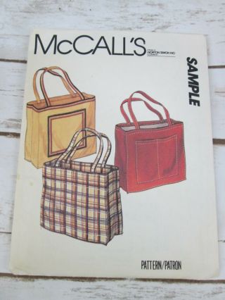 Mccalls Sample Tote Bag Grocery Shopping Sewing Pattern 1980 Vtg