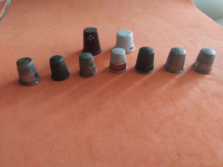 9 Vintage Sewing Thimbles Found At Estate In Florida - Please Look At Them