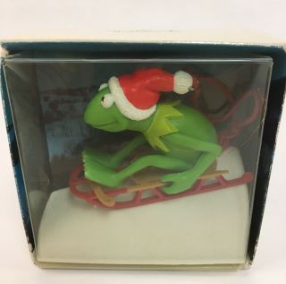 Vintage 1981 Hallmark Keepsake Muppets Sledding Kermit The Frog Ornament Mib