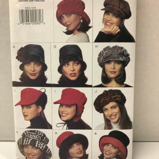 Uncut Butterick Sewing Pattern 3664 Hats 10 Hat Styles S M L Costume Hats