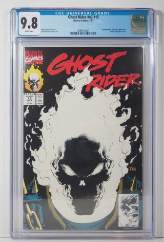 Ghost Rider V2 15 Cgc 9.  8 1991 Marvel 1st Print,  Glow - In - Dark Cover: Frame