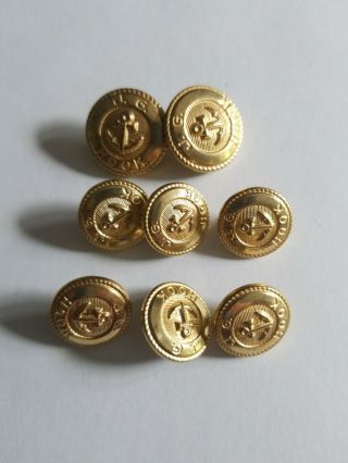 J.  G.  Hook Metal Gold Buttons.  Vintage 6 Small 2 Larger