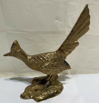 Vintage Solid Brass Roadrunner Bird Paperweight Figurine