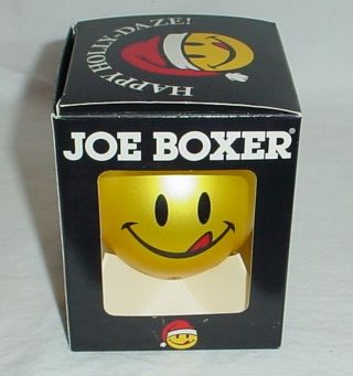 Joe Boxer Smiley Face Christmas Ornament Mr Smiley Happy Holly Daze Rare Holiday