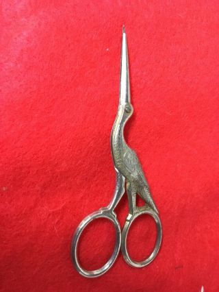 Very Unusual Old “lower Germany” Bird Pelican Sewing Scissors 3 1/2” Great Shape