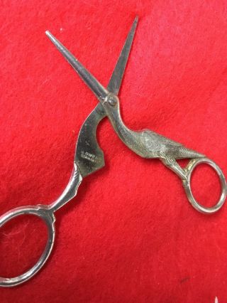 Very Unusual Old “Lower Germany” Bird Pelican Sewing Scissors 3 1/2” Great Shape 2