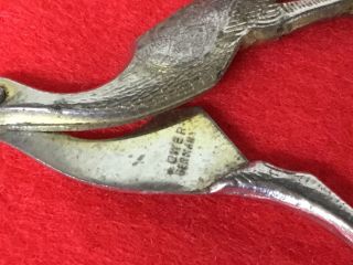 Very Unusual Old “Lower Germany” Bird Pelican Sewing Scissors 3 1/2” Great Shape 3