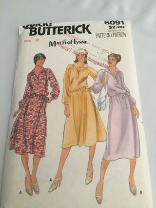 Vintage Butterick 6091 Dress - Top And Skirt Size 8 Rare And 1970 