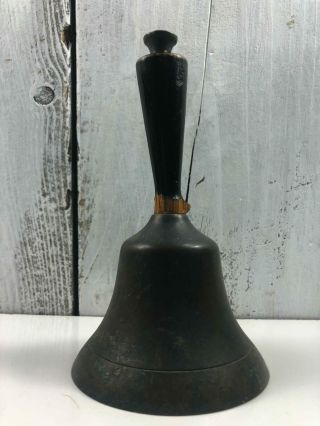 Vintage Wood Handle Brass Hand Held School Bell Clamper