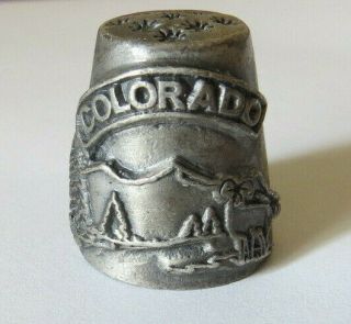 Vintage Colorado Collectible Pewter Metal Thimble Souvenir Raised Trinket Sewing