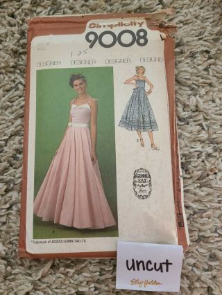 Vintage Uncut Simplicity Sewing Pattern Gunne Sax Dress 9008 Size 10 From 1979